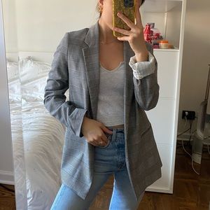 BERSHKA GREY PLAID BLAZER